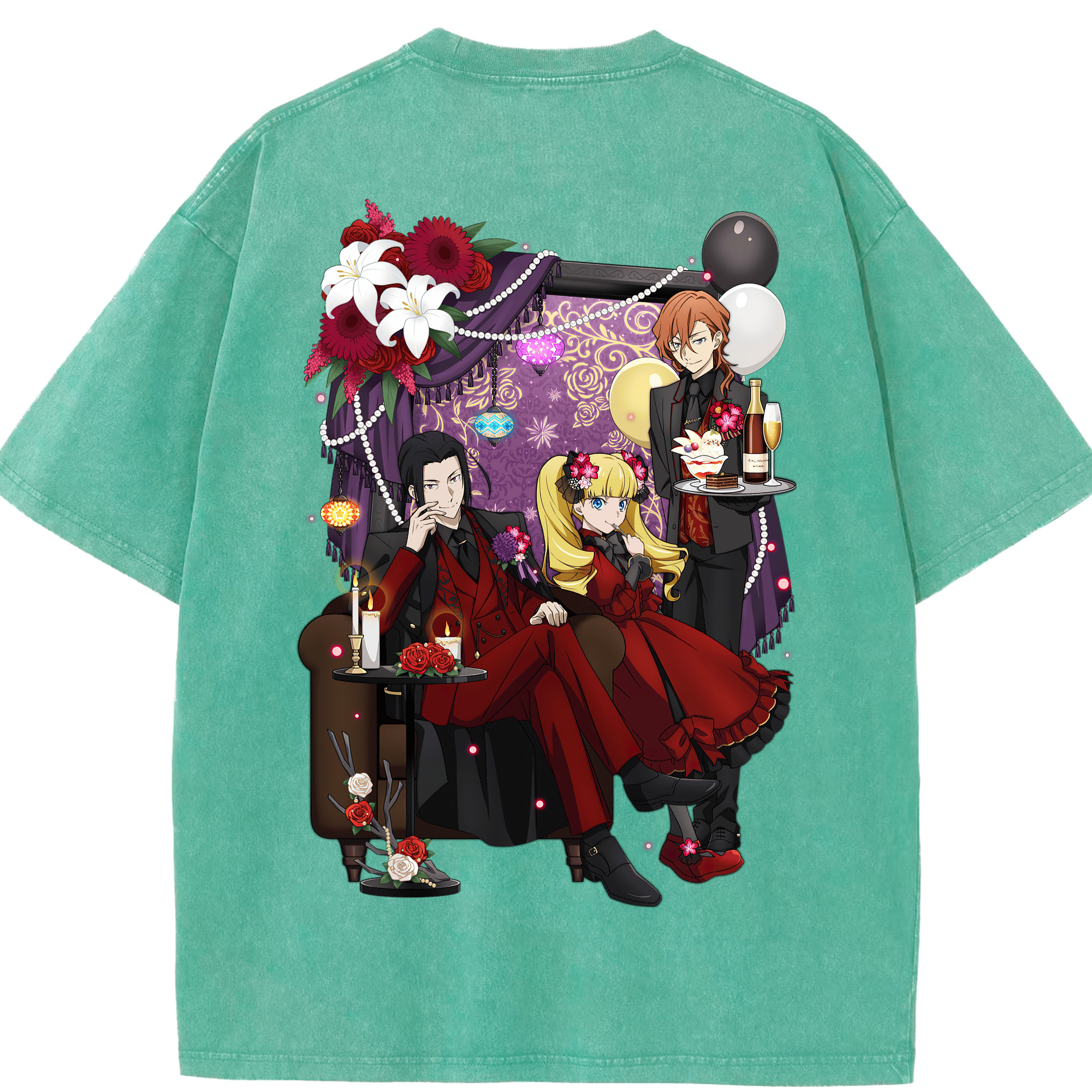 （画像用） 文豪ストレイドッグス Bungo Stray Dogs 綿100% ヴィンテージ風 半袖Tシャツ（背面プリント）